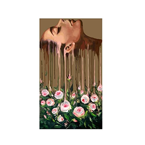Image of RANGOLI 100% Cotton Stretched Canvas Painting 400 GSM, Framed Brain Rose Canvas Abstract Wall Art for Living Room, 3D Paintings for Wall Decor (18 x 30 Inch With Frame)