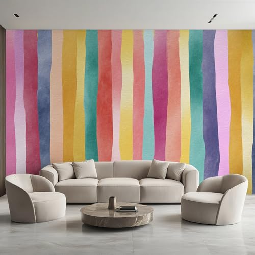 Genérico Papel Pintado Gradiente, Papel Pintado Pared Arcoíris Líneas Verticales Abstract de Decorativos del Hogar, para Salon Dormitorio Decoracion Pared, 500x350cm D&O65