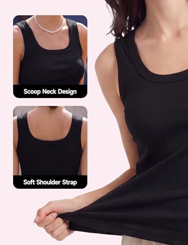 Women's Ribbed Tank Top Scoop Neck Slim Fit Stretch Summer Casual Top - image 5