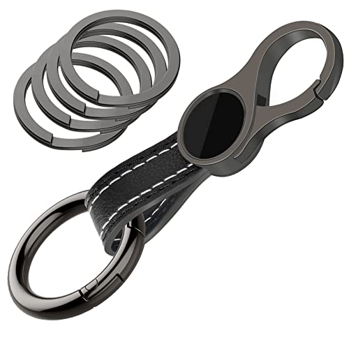Idakekiy Key Chain with 4 Key Rings and Quick Release Carabiner Clip Leather Car Keychain for Men and Women
