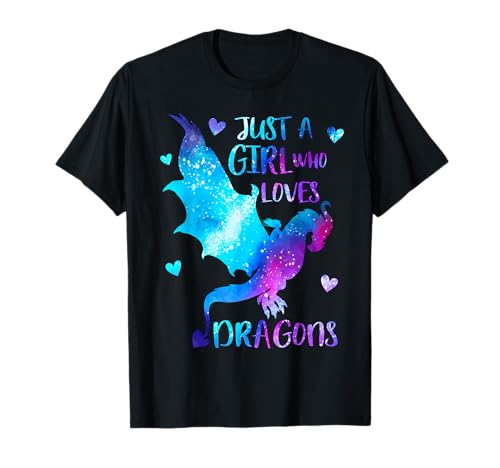Just a Girl Who Loves Dragons Riding On Dragon Space Theme Camiseta