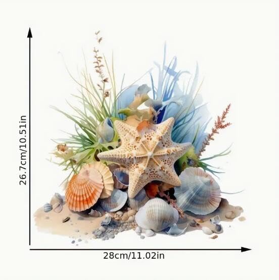 Ocean Shell Starfish Coral Toilet Cover Sticker Decals Waterproof Toilet Lid Tank Seat Decals Cistern Self-Adhesive Bathroom Wall Sticker