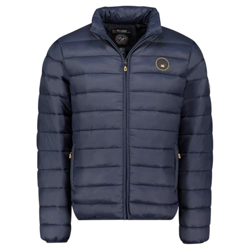 Geographical Norway Amigomap Basic Herren Daunenjacke, dünn, leicht und warm, Steppjacke mit Kapuze, isolierend, ideal für Herbst / Winter / Outdoor, marine, XL