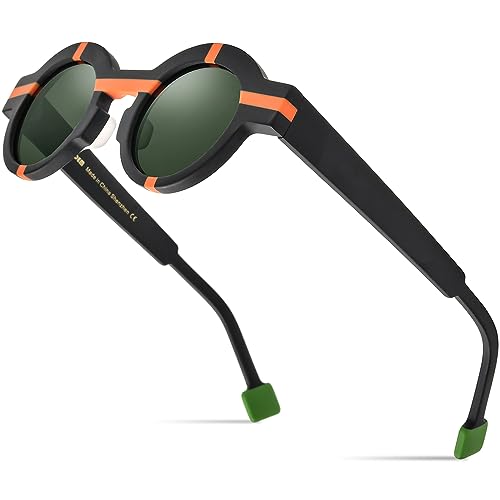 Image of HEPIDEM Matte Acetate Vintage Retro Round Polarized Sunglasses for Women UV400 UV Protection Sun Glasses