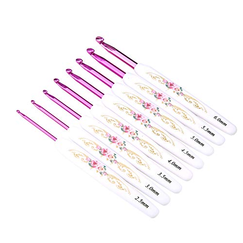 8Pcs Crochet Hooks Set, Aluminum Knitting Needles Crochet Needles for Yarn Craft Craft Yarn Weave Crochet Hooks with Markers for Beginners, 2.5mm/3mm/3.5mm/4mm/4.5mm/5mm/5.5mm/6mm(L)