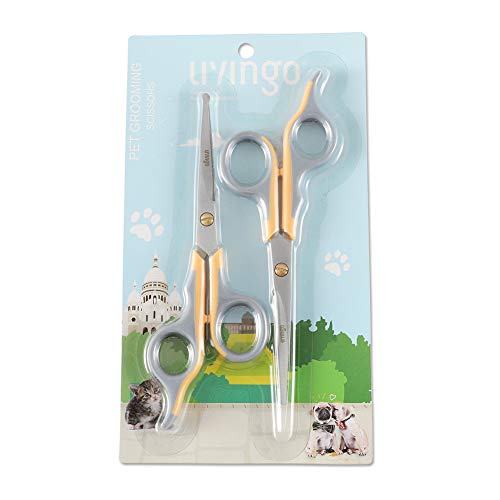 LIVINGO Professional Pet Grooming Scissors for Cats & Dogs, Titanium Coated Safe Rounded Tip and Micro Serrated Trimming Shears for Animal Face, Nose, Ear and Paw Hair, 2 Pack 6.5 inch - Image 3