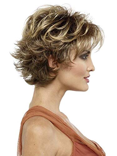 Victoria Wig Color TOASTED SESAME - Envy Wigs 3.25" Short Pixie Shag Synthetic Tapered Neckline Capless Average Swirly Waves Peluca Wispy Bangs Bundle MaxWigs Hairloss Booklet