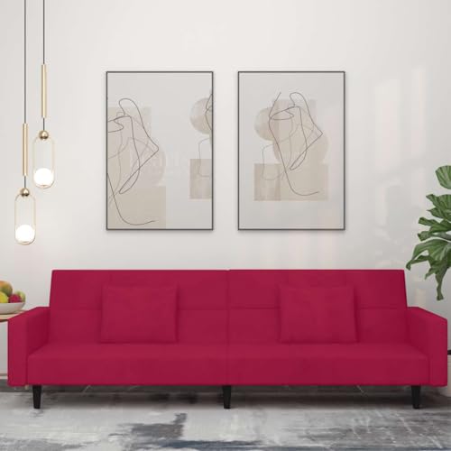 Sofá cama de 2 plazas con función de sueño de 220 cm ajustable con 2 almohadas 3