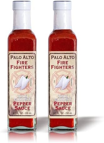 Palo Alto Firefighters XXX Ghost Pepper Sauce (8.5oz) - Pack of 2 - Salt Free Pepper Plant Hot Sauce, No Sodium Hot Pepper Sauce, No Salt Sauces