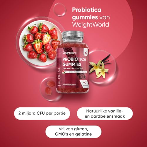 Probiotica gummies - 2 miljard CFU per portie - 90 gummies voor 6 weken voorraad - Met bacillus coagulans en inuline - Gelatinevrij - Natuurlijke vanille- en aardbeiensmaak - van WeightWorld - Afbeelding 3