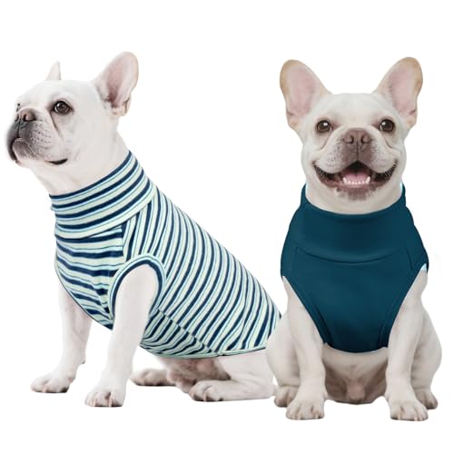 Kuoser 2 Pack Dog Sweater, Soft Dog Sweaters for Small Medium Large Dogs, Sleeveless Pet Fleece Vest,Puppy Pullover Sweatshirt for Boys & Girls, Turtleneck Dogs Winter Coat Clothes
