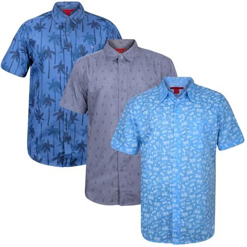 True Face 3Pack Men's Hawaiian Shirts – Summer Beach Short Sleeve Button-Down, Palm Tree & Floral Print Casual Shirts Set 5 XL