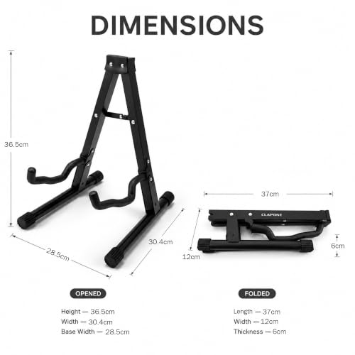 Image of VERAT Folding Guitar Stand | Heavy Duty Universal A-Frame Guitar Stand for Acoustic, Electric, Bass & Ukulele | Portable Foldable Floor Stand with Soft Foam Padding & Anti-Slip Rubber Feet | Black