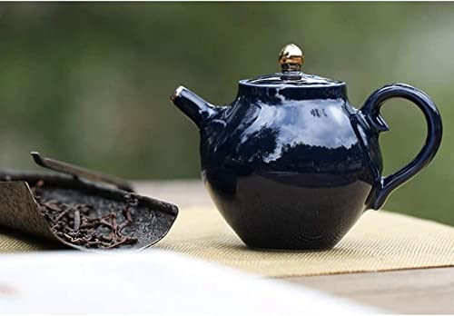 Office Teapot Low-Key Luxury Solid Color Blue Hand-Painted Gold Ceramic Family Use Kung Fu Tea Set Single Teapot Teapots #TOP2