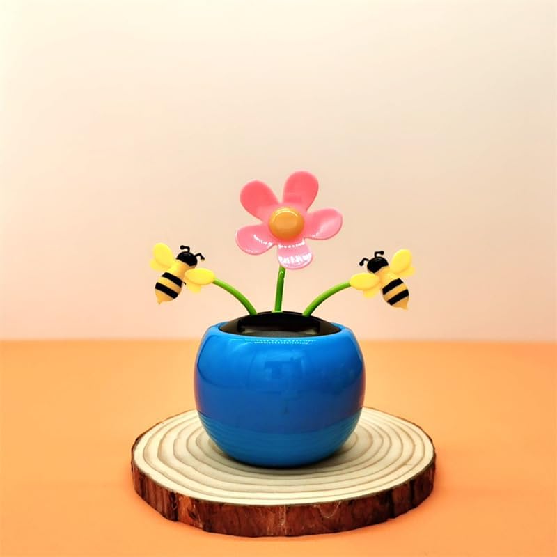 Pink Solar Powered Dancing Swinging Flower Toy Car Dashboard Ornament Home Office Decor Gift Stylish and Popular Practical Solar Kits