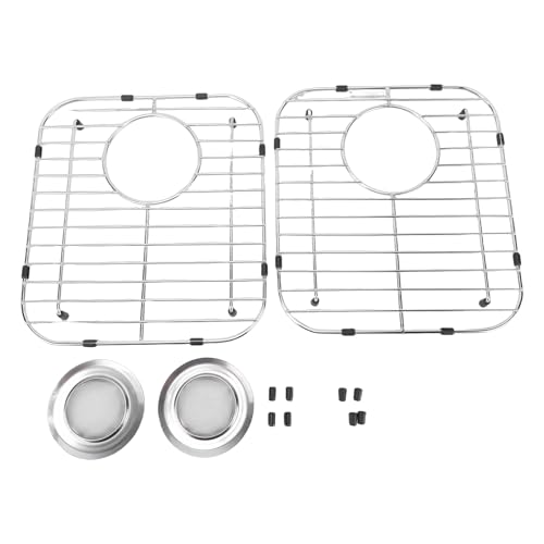 Rejilla de acero inoxidable para fregadero de cocina con dos coladores de drenaje y secado 7