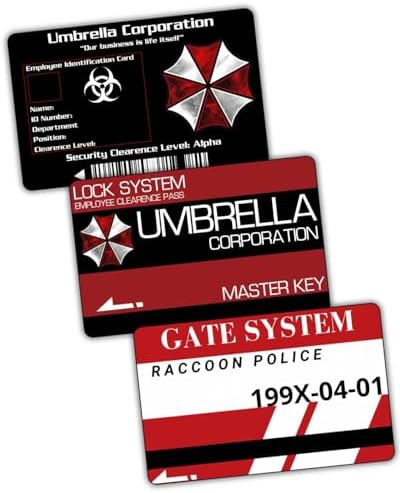 Miami Graphic Solutions Resident Evil Key Card's Pack Card Keys Collection Set of 3 Pcs PVC RPD Umbrella Corporation Cosplay Costume Accessories RE collectors