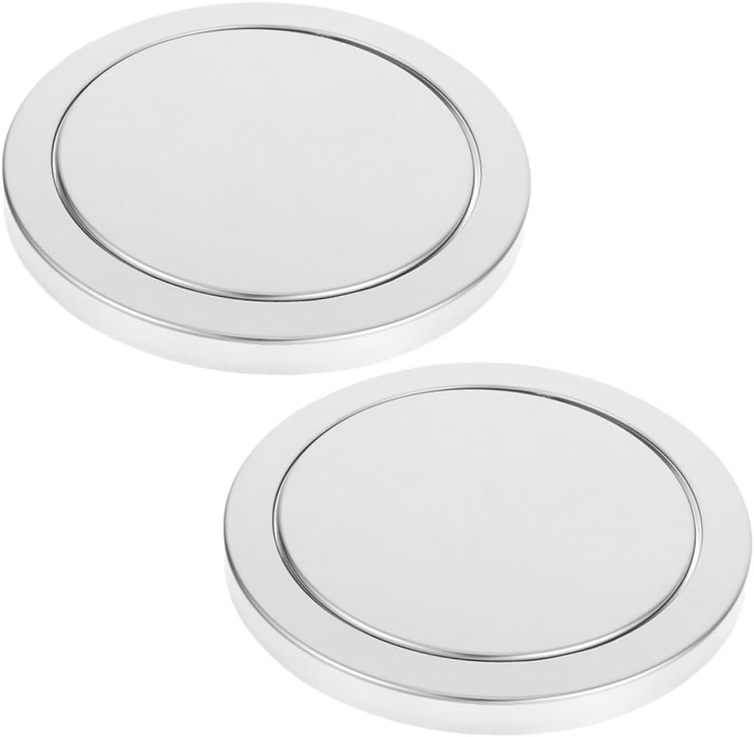 Veemoon 2pcs Stainless Steel Countertop-mounted Trash Can Lid with Swing Flap Cover, round Flush Waste Bin Replacement for 21.5-24cm Opening, Embedded Garbage Can Lid for Kitchen Bathroom