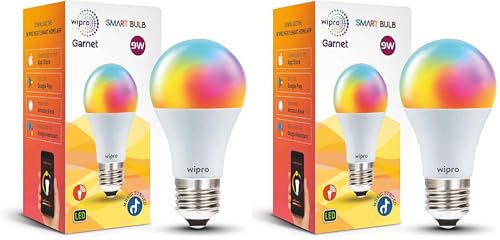 wipro 9-Watt E27 WiFi Smart LED Bulb with Music Sync (16 Million ...