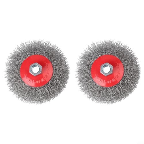 Image of Angle Grinder Wire Brush Set 2pcs 115mm Twisted Knot Crimp Steel for M14 Thread Use in Rust Removal Paint Stripping Wood Distressing and Metal Prep