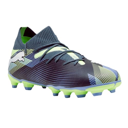 PUMA Kids Boys Future 7 Match Soccer Cleats - Blue, Green, Grey - Size 3 M2