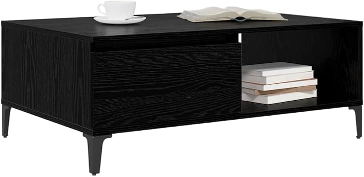 vidaXL Coffee Table Black oak 90 x 60 x 35 cm Engineered Wood