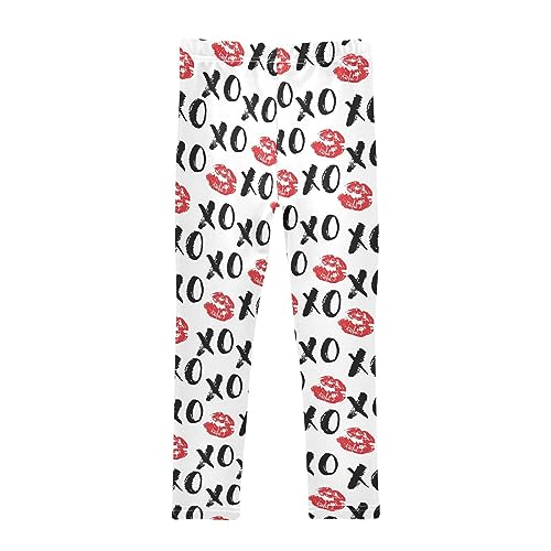Girl's Leggings XOXO Red Lips Kisses Kids Yoga Pants Leggings Dance Active Ballet Tights for Child Teens 4T2