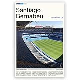 Stadium Wall Art Santiago Bernabéu Real Madrid CF Poster Print - with Coordinates 40.4530°N 3.6883°W - Home, Office, Bedroom & Football Fan Decor 8x12inch Unframed