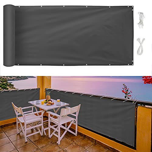 MEEYI Grillage Balcon,1.2X7m,Cache Vue Exterieur Jardin,intempéries Couvercle,pour Balcon et clôtures,et Simple d'entretien,-Gris,