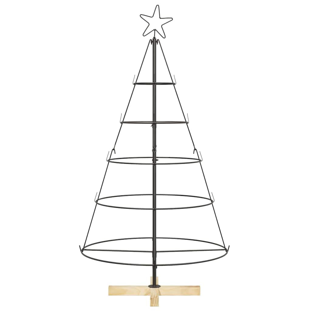 Albero di Natale Artificiale a Pigna con Supporto Nero in Acciaio, Design Conico Moderno, Christmas Tree, Decorazioni Natalizie, Adatto per Casa e Ufficio, Nero, 125 cm