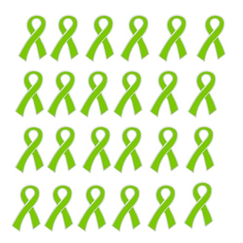 50 Pack Large Flat Lime Green Ribbon Awareness Pins - Lapel Pins for Lyme Disease, Lymphoma, Muscular Dystrophy, & Non-Hodgkin's Lymphoma Awareness