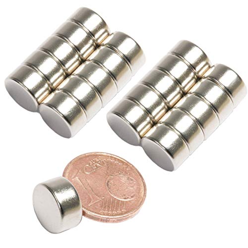 Neodym Magnet N52 Scheibe - Starke Magnetscheibe 10mm Durchmesser - 10x5mm Neodym Magnete Runde Scheiben Pinnwand Whiteboard Magnettafel [20 Stück] (10x5mm - N45-4,3KG) Cover