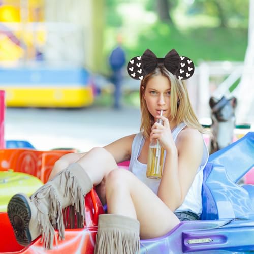 Image of DRESHOW Mouse Ears Headbands for Women Pearl Hairbands Bow Head bands Velvet Head band Christmas Cosplay Costume Princess Party Decorations Halloween & Disney Trip