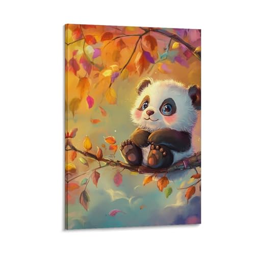 Décoration murale panda peinture sur toile 40x60cm pour salon