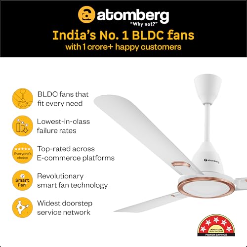 Image of atomberg Erica Signature 1230mm BLDC Ceiling Fan | | Regulator Operated | Advance air+ technology | BEE rated 5 star | Low noise operation | 3 Years Warranty (Gloss White)