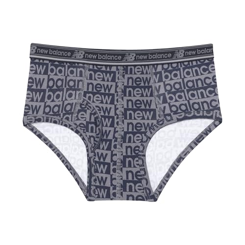 New Balance Boys' Non-Brushed Jersey Performance Wicking Cotton Brief Underwear (5 Pack), Castlerock/Raincloud/Black/Raincloud/Black3