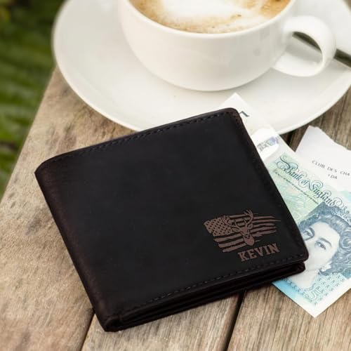 Personalized Leather Wallet for Men – Custom Engraved Deer Wallet for Dad, Son, Grandpa, or Husband – Handmade Gift for Birthday, Graduation, Anniversary, or Father’s Day2