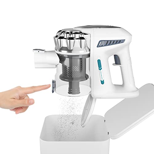 Canuoya Akku Staubsauger - Kabelloser Staubsauger 23 Kpa Starke Saugkraft mit Abnehmbarem Akku, 4 in 1 Kapazität für Zuhause Hartboden Teppich Auto Haustier – Bild 6