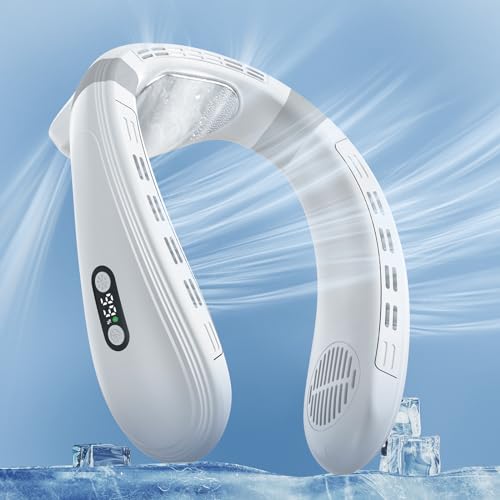 Agihoss Neck Air Conditioner Fans That Blow Cold Air Cooling Device Wearable Fan, 5200mAh Battery Operated Rechargeable Personal Fan, 3+3 Speeds Perfect for Women Men
