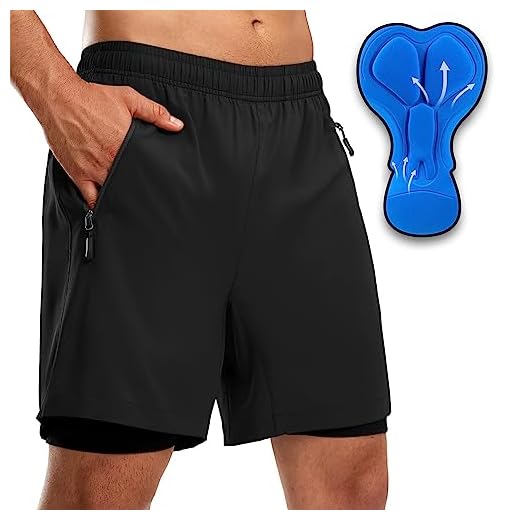 Bikewa Bermuda masculina acolchoada 3D para mountain bike, ajuste solto, MTB para andar de bicicleta, ciclismo e ciclismo com bolsos com zíper