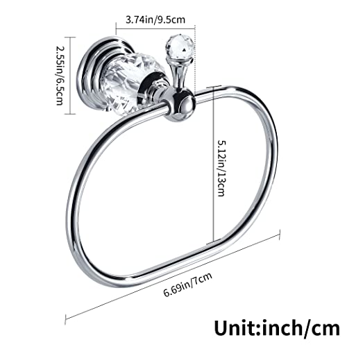 Wolibeer Chrome Towel Ring,Crystal Hand Towel Holder,Bath Oval Hand Towel Rack Hanger Wall Mounted Bling Bathroom Accessories #TOP5