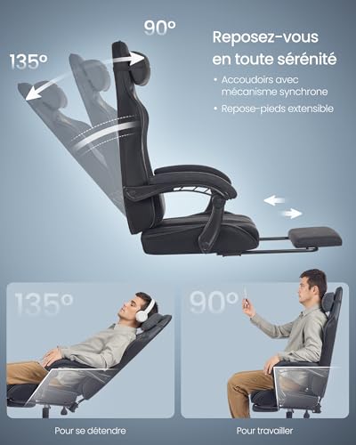 SONGMICS Gaming Chair, Ergonomic Office Chair with Footrest - 8