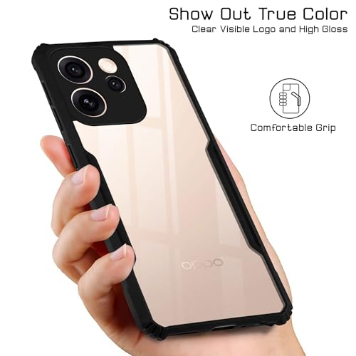 Image of Jkobi Hybrid Back Cover Case for Oppo Reno15 Pro 5G | Oppo Reno 15 Pro 5G (Shockproof with Polycarbonate Clear Panel | Professional Black)