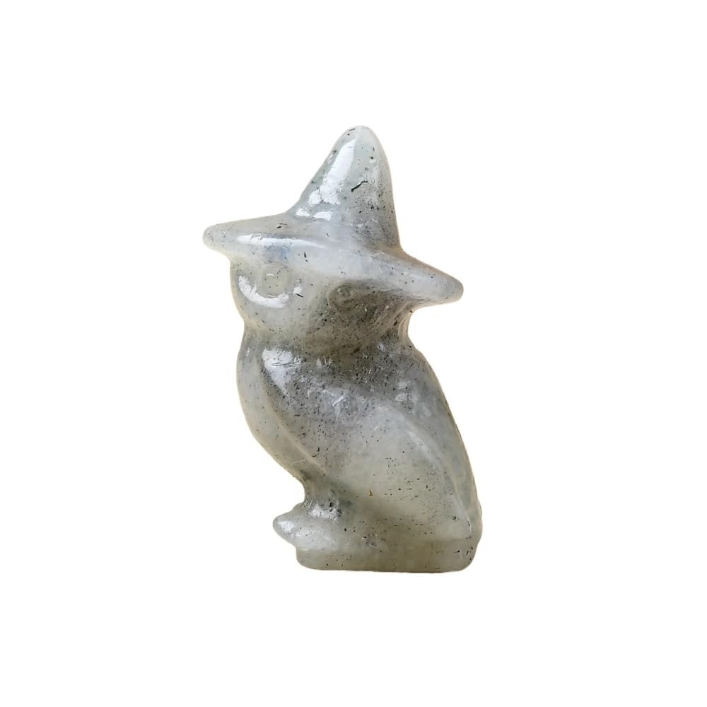 HUFFA Crystal-Carved Owl Halloween Decorative Ornament - Unique Handcrafted Home Decor for Fall Season(Labradorite)
