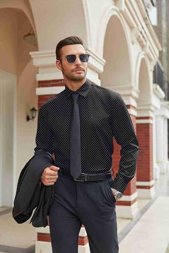 Image of COOFANDY Mens Stretch Dress Shirts Long Sleeve Button Down Shirt Regular Fit Formal Business Shirts