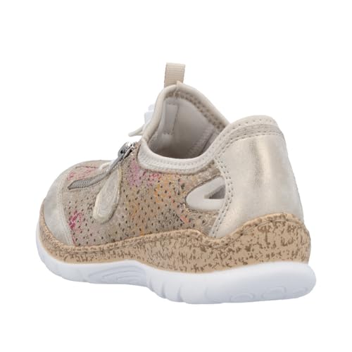 Image of Rieker N42V1 Nikita Women's Sneakers - Lightweight Walking Slip-On Sneakers with Floral Design, Elastic Bungee Lacing & Cushioned Durable Sole for Comfort