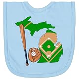 Michigan Baseball Diamond with Bat and Glove Newborn Bib. Perfect for Newborns: Smaller size designed specifically for newborns and young infants. Soft and Gentle: Made from 100% combed ringspun cotton jersey for ultimate comfort. Easy Care: Machine ...