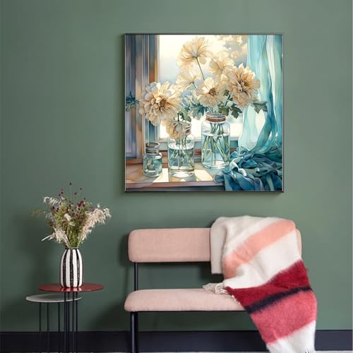 Image of Flower Stamped Cross Stitch Kits,11CT Cross Stitch Kits for Beginners,DIY Needlepoint Kits for Adults,Embroidery Patterns Dimensions Counted Cross Stitch Kits Art Crafts Kits for Home Decor and Gift