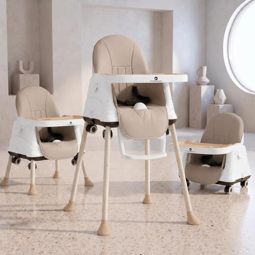 Image of StarAndDaisy High Chair for Baby /Baby Feeding Chair for 0 to 5 Years with 4 in-1 Multifunctions /High Chair with Wheels, Height Adjustable, Detachable Tray & 3-Point Safety Belt