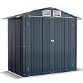 6x4 FT Outdoor Storage Shed, Weatherproof Garden Shed with Lockable Double Doors, Sloped Roof & Ventilation for Backyard, Patio, Poolside